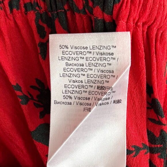 Ganni - Floral Print Crepe Mini Dress in Red - Picture 8 of 10